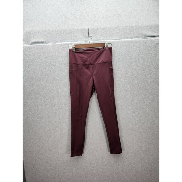 Danskin Womens High-Waisted Leggings With Pockets - Size M Maroon - Picture 1 of 5